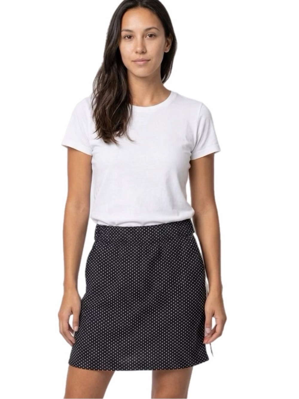 TALBOTS Athletic Skort Black with White Polka Dots & Side White Stripe Medium
